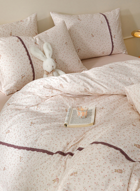 2026新款40支13070全棉斜纹印花+蕾丝花田小兔系列四