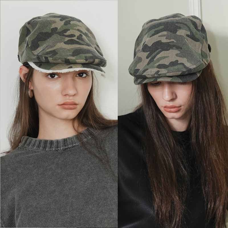 JOJOKUR 复古嬉皮风迷彩元素装饰流苏边牛仔帽前进帽鸭嘴帽帽子