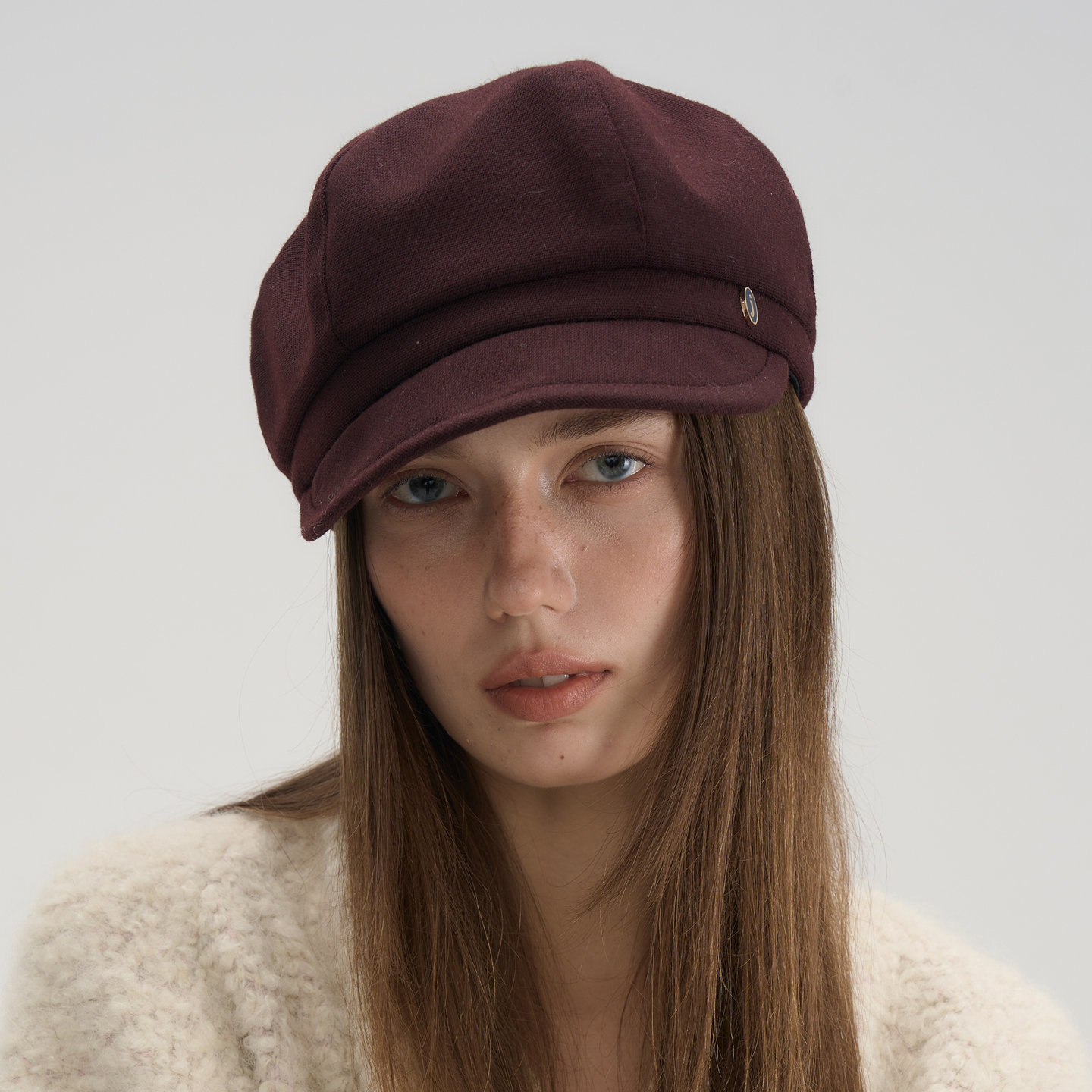 JOJOKUR 25秋冬新品勃艮第红报童帽八角裁片法式复古显白画家帽子