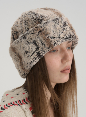 JOJOKUR 冬季主推灰咖翻檐冷帽护耳仿生皮毛感加厚重磅保暖帽情侣