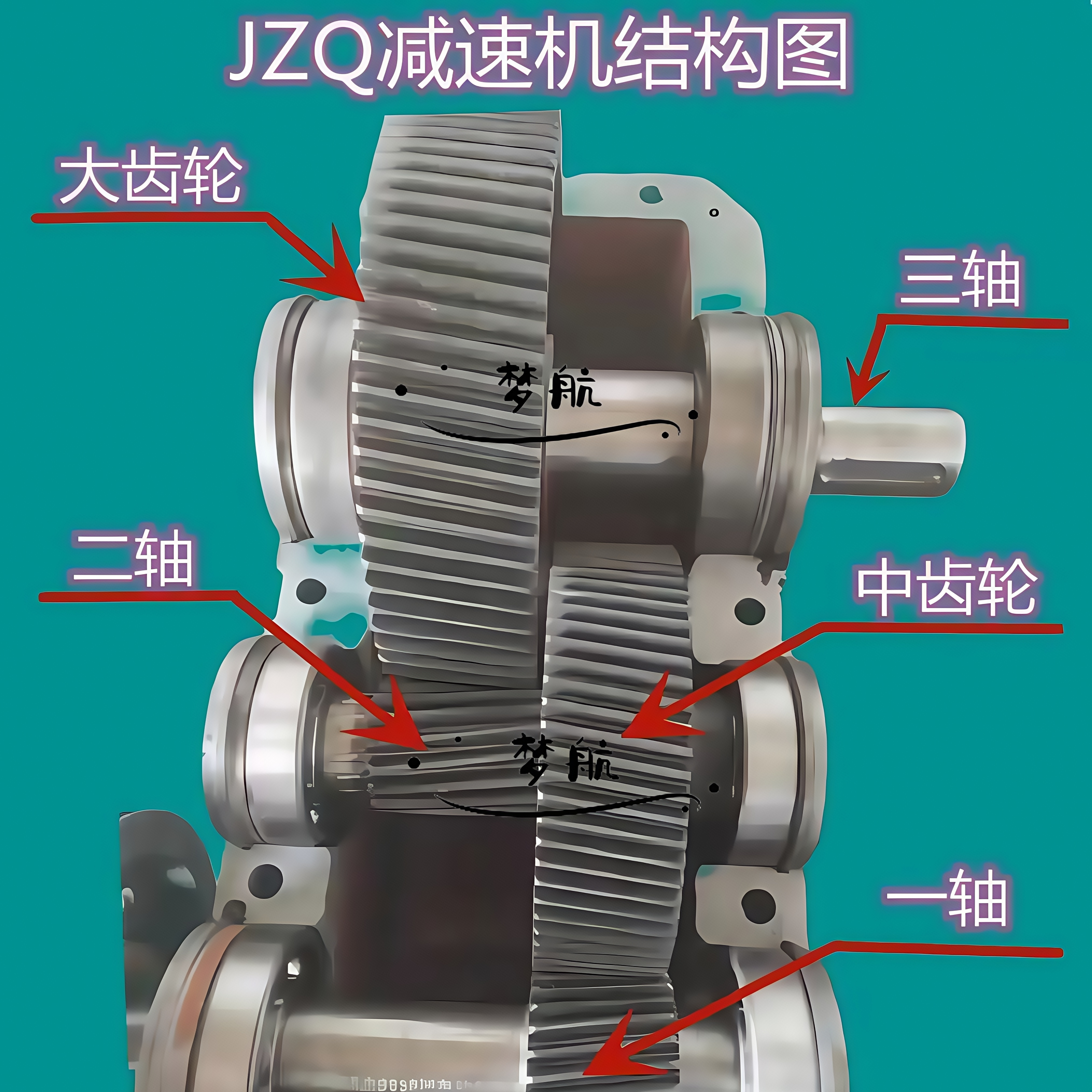JZQ减速机配件齿轮箱齿轮轴