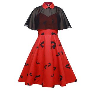 bat shawl style Slip print Gothic cape Halloween dress