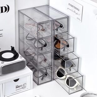 眼镜收纳盒墨镜太阳镜桌面多格抽屉式整理盒亚克力多层陈列置物架