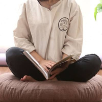 目暖亞麻蒲團(tuán)坐墊 加厚飄窗布藝瑜伽打坐墊子陽(yáng)臺(tái)T榻榻米圓形坐墊