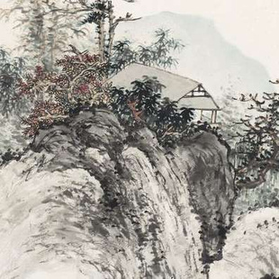 饰画芯宣纸高清微喷打印立轴挂画 吴徵 山水图国画名家字画卷轴装