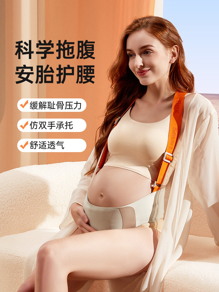 美国聪明盒大码孕妇托腹带孕中期纳米级专用隐形孕晚腹部带瑜伽