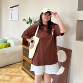 女装 YUZI鱼子上衣短袖 T恤大码 微胖mm妹显瘦遮肉200斤字母印花百搭