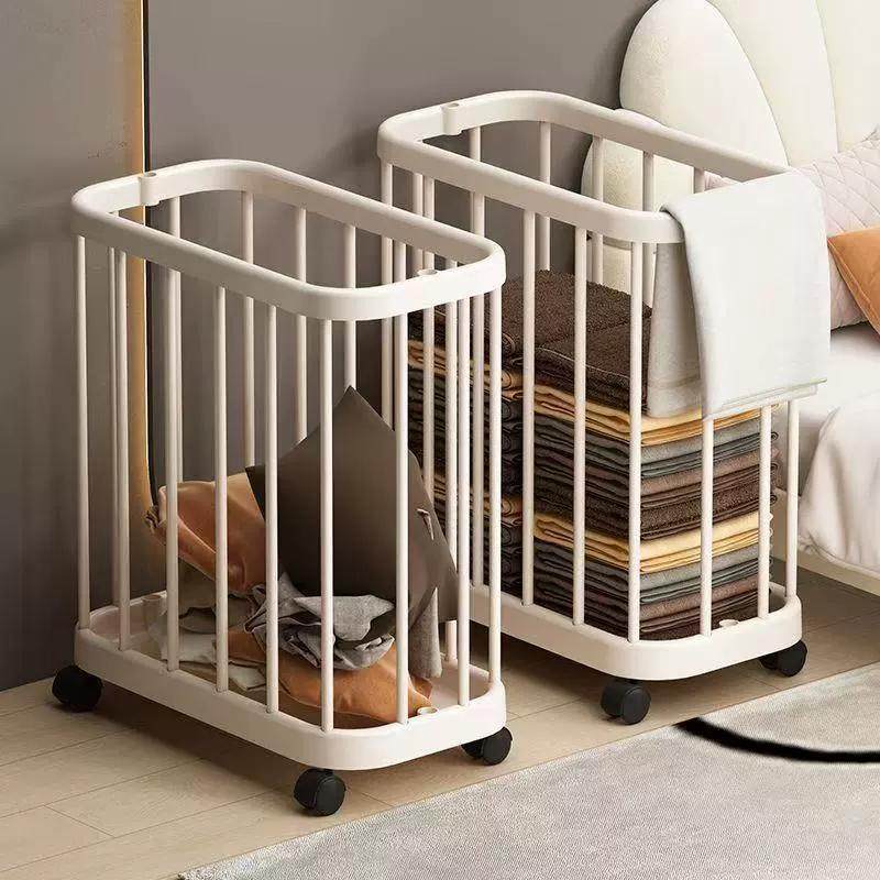 家用脏衣篮防水浴室瑜伽垫健身器材收纳筐大容量窄缝脏衣篓带轮子