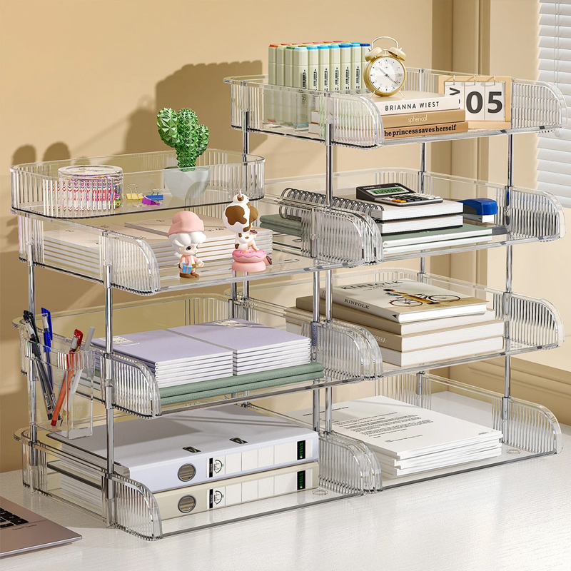 桌面置物架书本收纳架文件书桌办公室多层收纳盒空间利用神器书籍