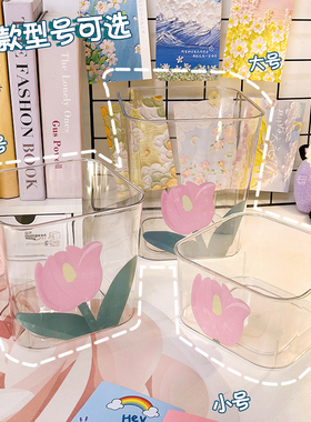 桌面小型垃圾桶可爱家用小号亚克力透明养斗鱼小缸方形垃圾收纳桶