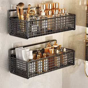 卫生间置物架浴室壁挂式 免打孔厕所洗澡洗手间洗漱台墙上收纳架子