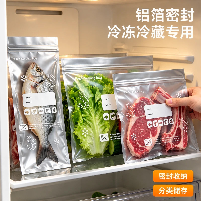 铝箔冷冻保鲜袋锁鲜袋密封分装冻肉冰箱保鲜袋字袋装食品级冷藏袋