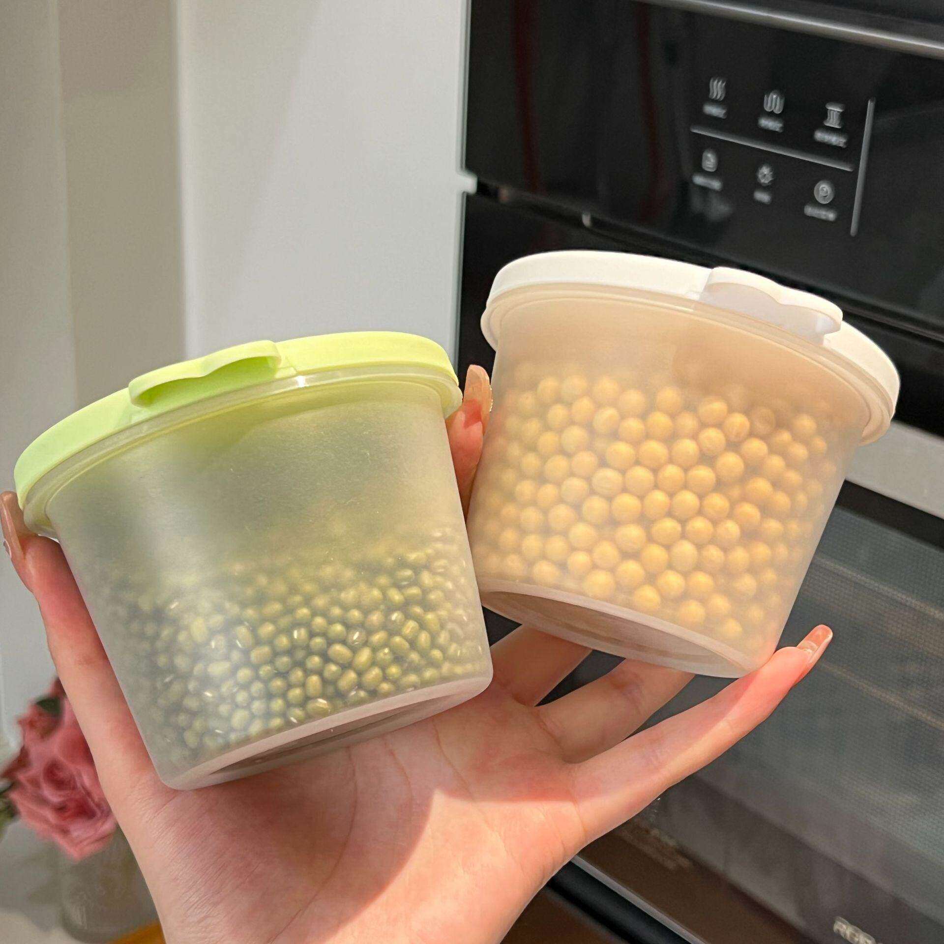 圆形冰箱保鲜收纳盒储物罐厨房谷物零食果蔬透明密封食品级餐盒