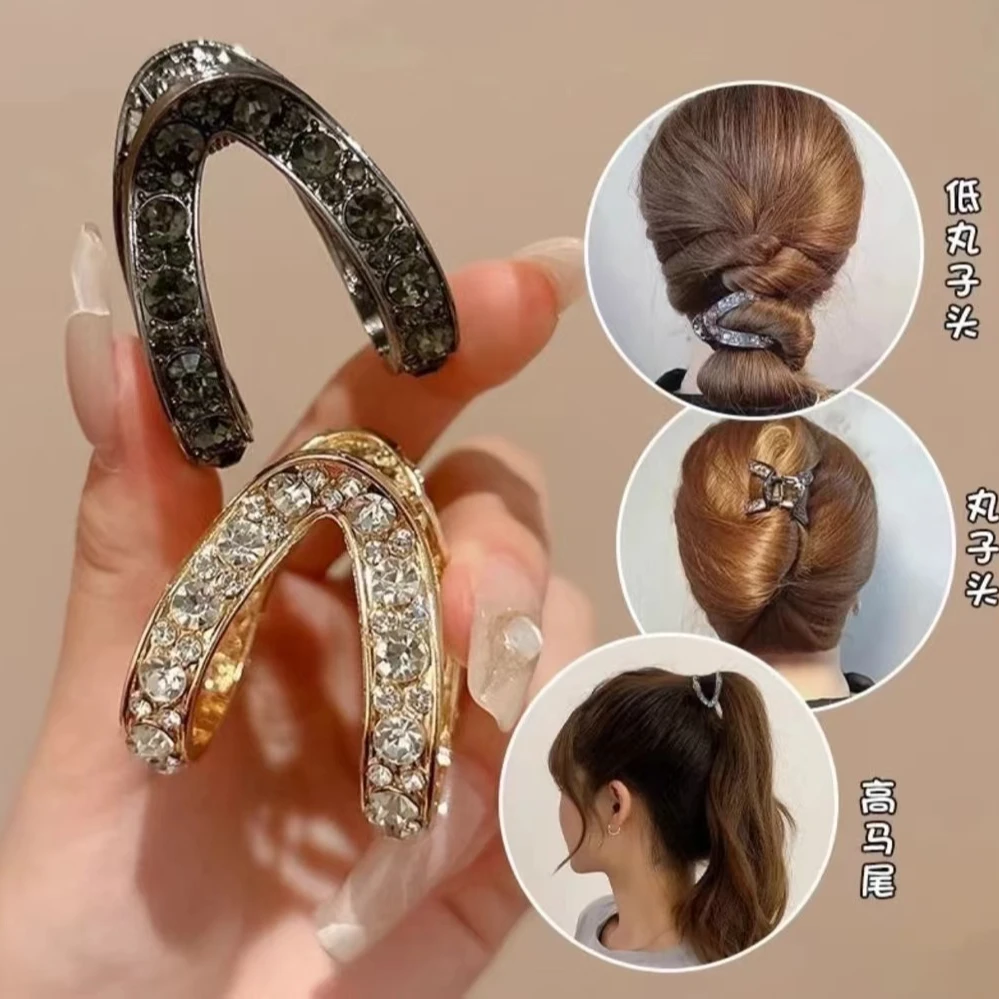v型抓夹网红爆款高级感水钻半扎