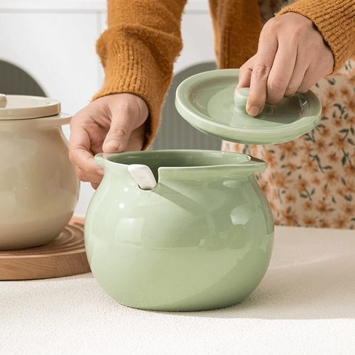 猪油罐家用耐高温陶瓷罐带盖厨房油盐调料罐荤油辣椒油红油储存罐