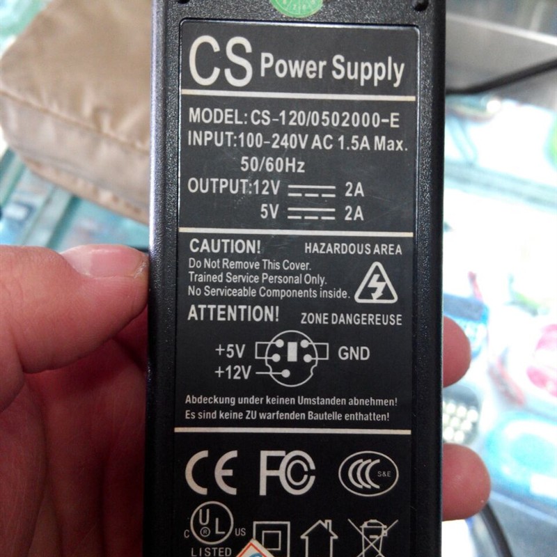 适用于飚王硬盘盒电源线CS-120/0502000 FLYPOWER 5V2A 12V2A 5针