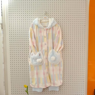 香蜜闺秀25403052女士新款 家居服 可爱牛奶绒连帽长袍套装