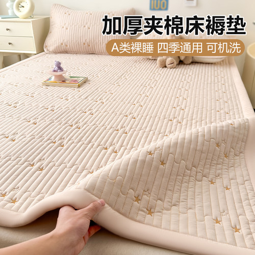 A类抗菌夹棉床垫四季通用可机洗