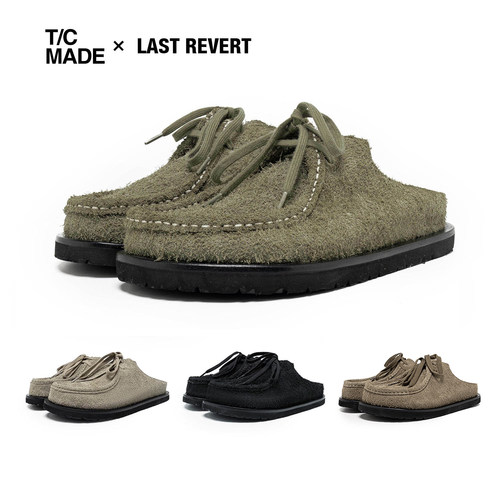 TCMADE 902 翻毛牛皮绒面革勃肯鞋系带包头穆勒拖鞋 男女款