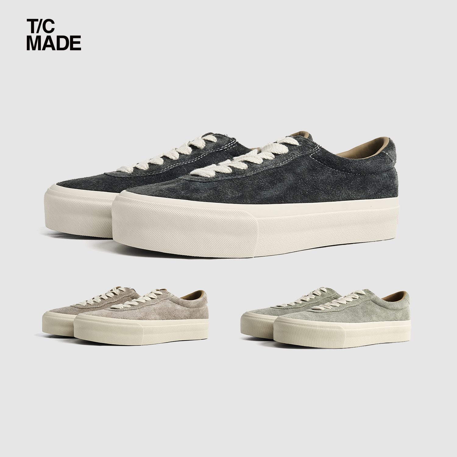 TCMADE001P翻毛牛皮帆布鞋