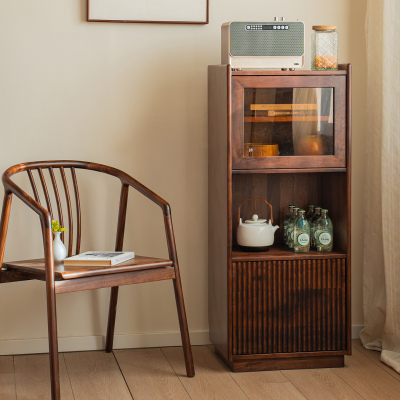 新款新中式山影柜博古架置物架实木茶室架子立式柜木柜立柜茶叶柜