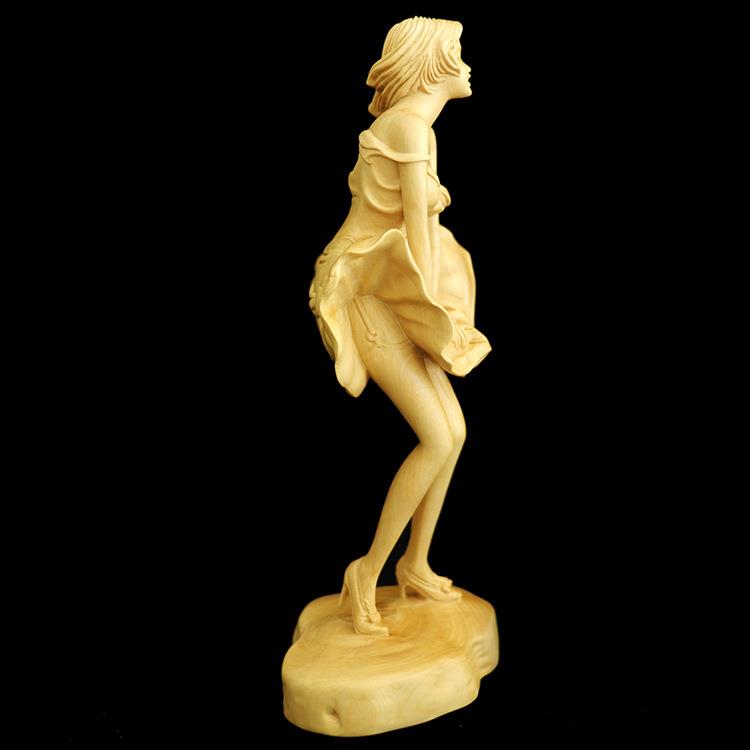 黄杨木雕美女人物工艺品摆件家居装饰礼品文玩手把件梦露