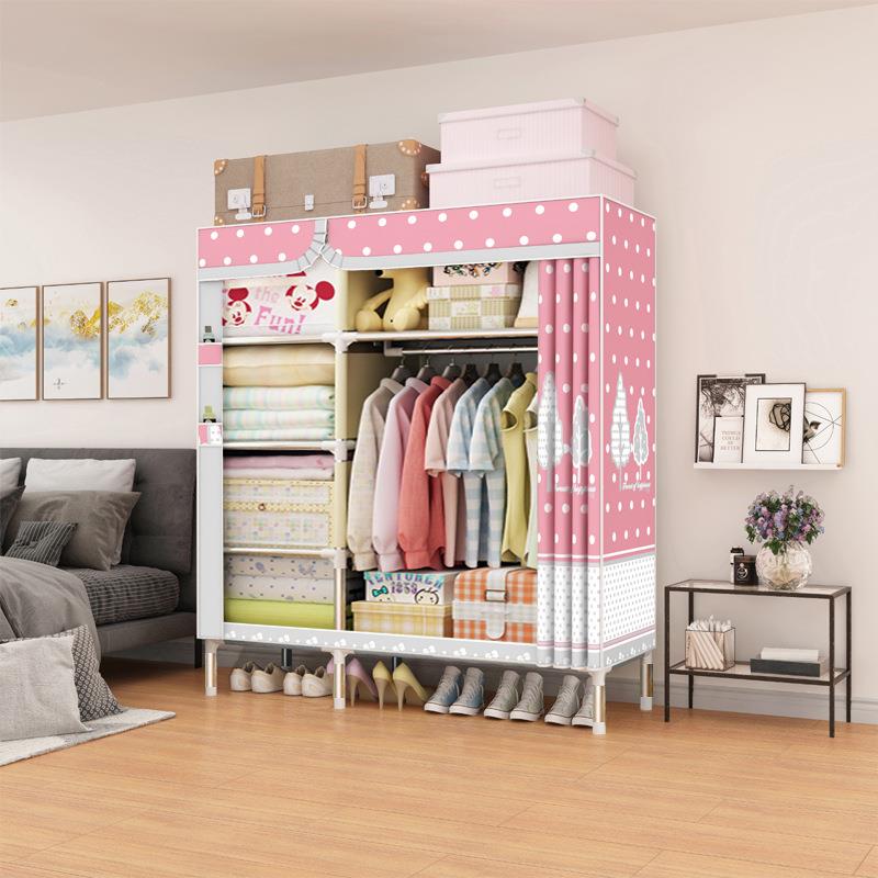 布衣柜25MM钢管加粗加固简易衣柜组装双人大号牛津布艺衣橱经济型