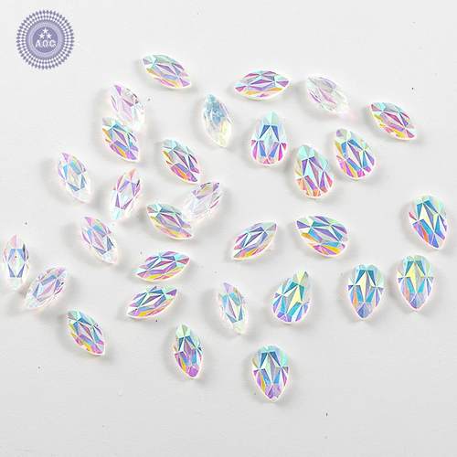 树脂水滴钻马眼平底钻星光切面美甲钻饰极光钻美甲饰品钻按斤批