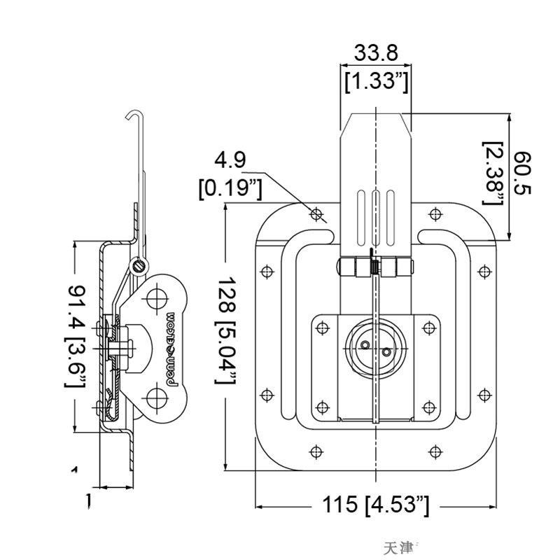 Penn Elcom 五金长舌扭锁黑色锁扣蝴蝶锁防撞锁航空箱设备箱