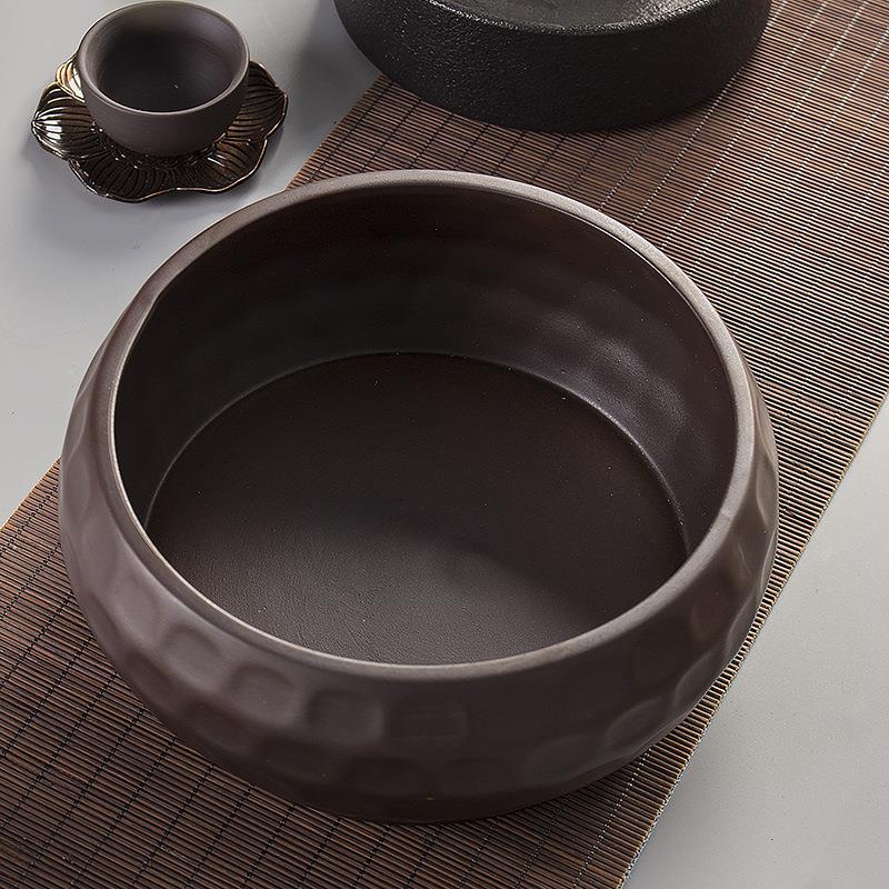 淘瓷八 茶道零配件复古柴烧釉大号茶洗家用简约水盂茶海仿古茶碗