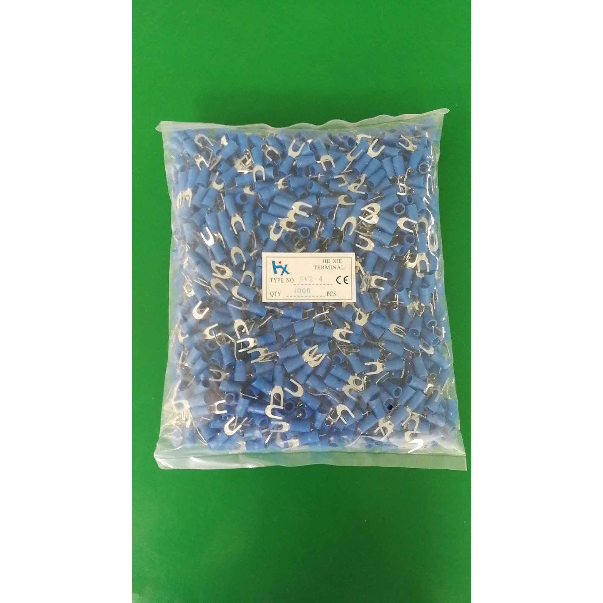 铜SV2-3.2/4/5/6/8预绝缘冷压接线端子线耳叉形U型接线端子1000只