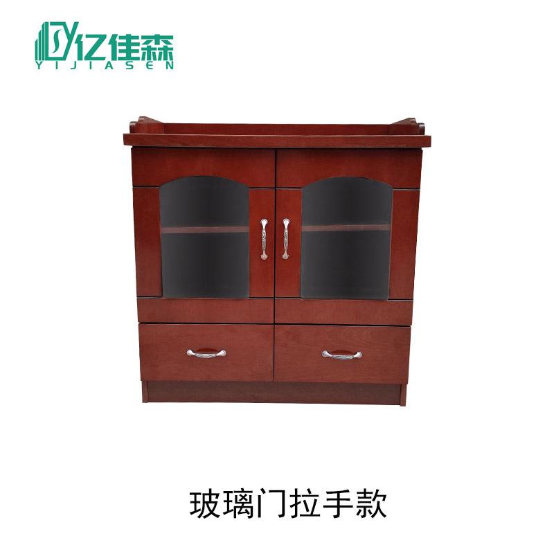 油漆茶水柜实木皮落地柜带抽屉酒店餐边柜带玻璃1.2米 储物文件柜