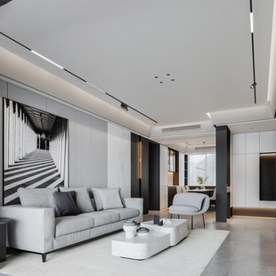 磁吸轨道灯嵌入式客厅家用暗装明装无主灯照明泛光新款射灯线性灯