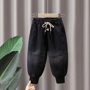 抽绳裤 男童束脚休闲长裤 子宝宝洋气百搭宽松 春秋新款 儿童牛仔裤