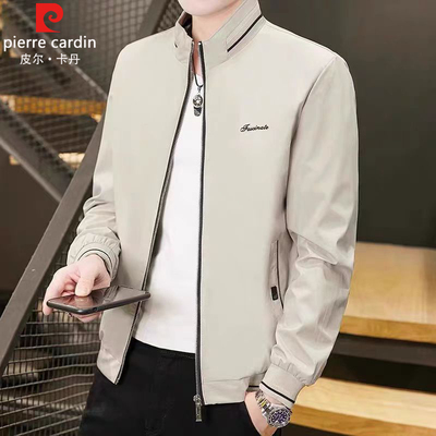 皮尔卡丹时尚刺绣立领夹克外套男