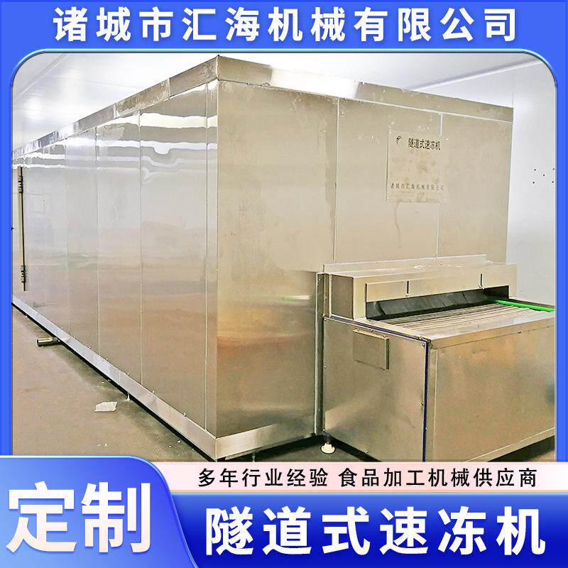大型食品隧道式速冻机器生蚝大虾快速冷冻设备海参流态化速冻机