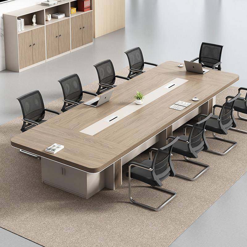 会议桌椅组合加厚板式长条桌简约现代长方形大型办公室家俱洽谈桌