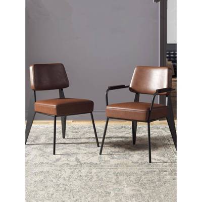 北欧软垫餐厅椅家用靠背椅网红铁艺美式书桌咖啡厅店扶手饭桌椅子