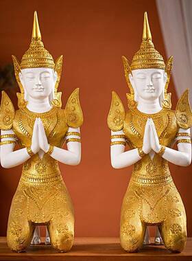 泰国迎宾跪佛摆件东南亚风格泰式饭厅会所酒店大堂装饰树脂工艺礼