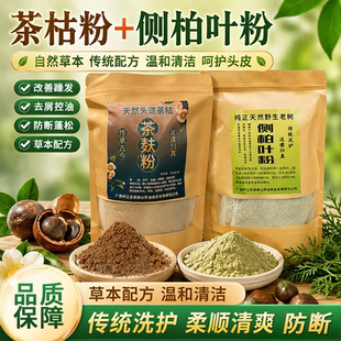 广西正宗茶枯粉洗头纯天然侧柏叶粉去油去屑顺滑防脱发独立包装