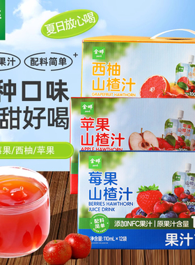 【110ml*12袋礼盒装】金晔苹果西柚莓果山楂汁儿童柚子水果汁饮料
