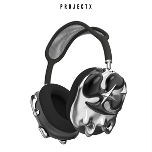 饰适用AirpodsMax苹果耳机保护壳头戴式 520特惠 ProjectX梅花扑克装 配件小众潮酷原创3D打印耳机壳保护罩