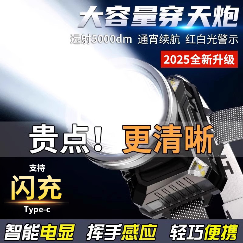 头灯强光充电超亮头戴式