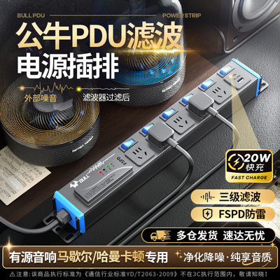 公牛电源滤波器插座音响专用抗干扰pdu插排hifi排插降噪防雷电竞