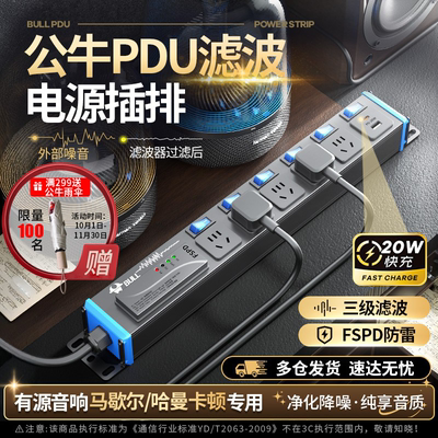 公牛电源滤波器插座音响专用抗干扰pdu插排hifi排插降噪防雷电竞
