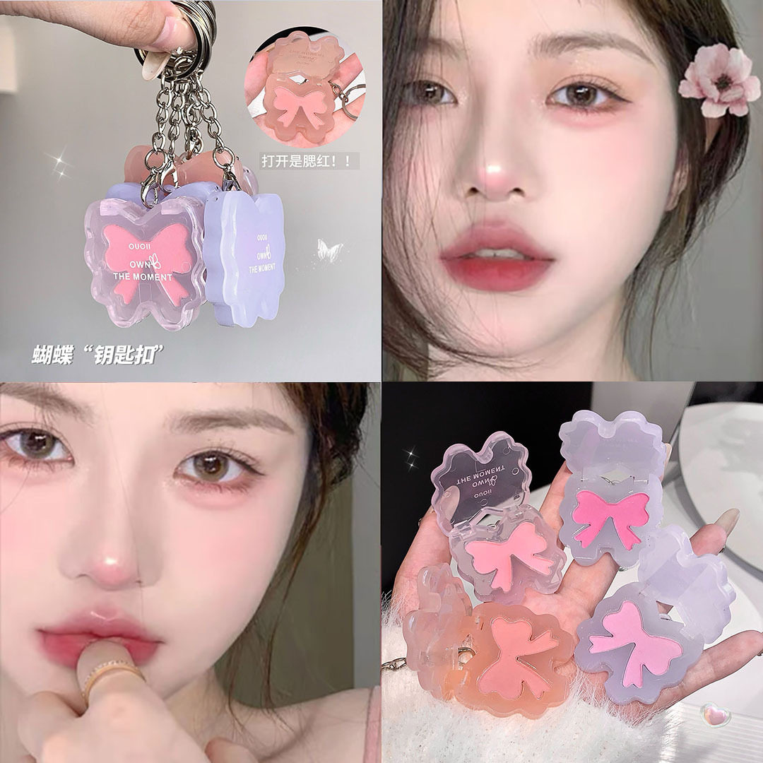 蝴蝶国货平价自然哑光化妆品学生党膏跨境彩妆腮红腮红/胭脂汕头