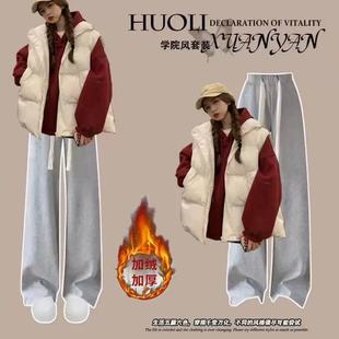 初中生过年红色卫衣套装少女2025新款新年战袍高中学生新年三件套