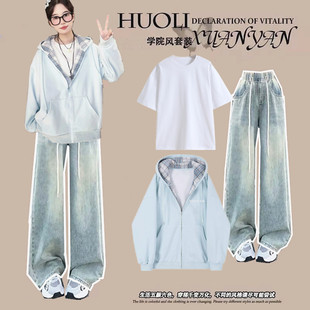 15初中学生春夏季套装女大童少女孩卫衣外套青少年秋装休闲三件套