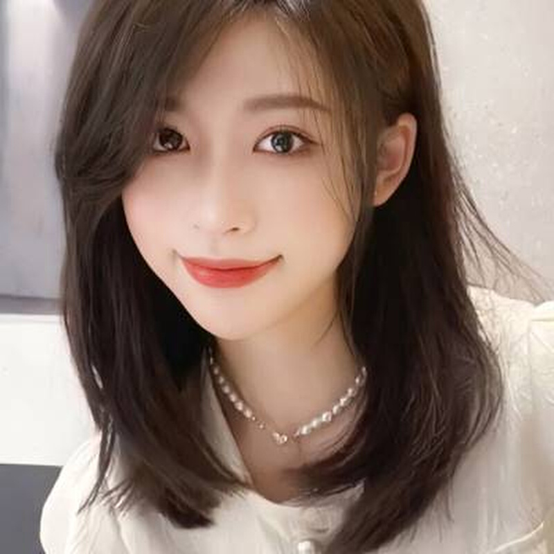 蕾丝无痕假发女中长发偏分刘海锁骨发2021年时尚新款全真自然头套