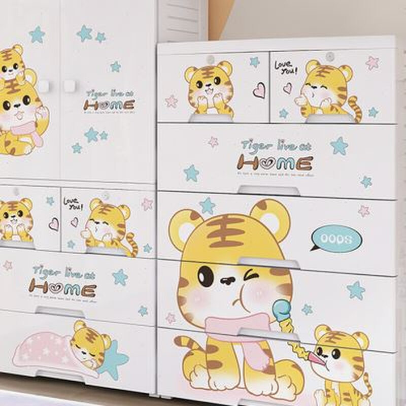 78cm儿童衣柜宝宝收纳柜子抽屉卡通简易婴儿小衣橱塑料衣服储物柜